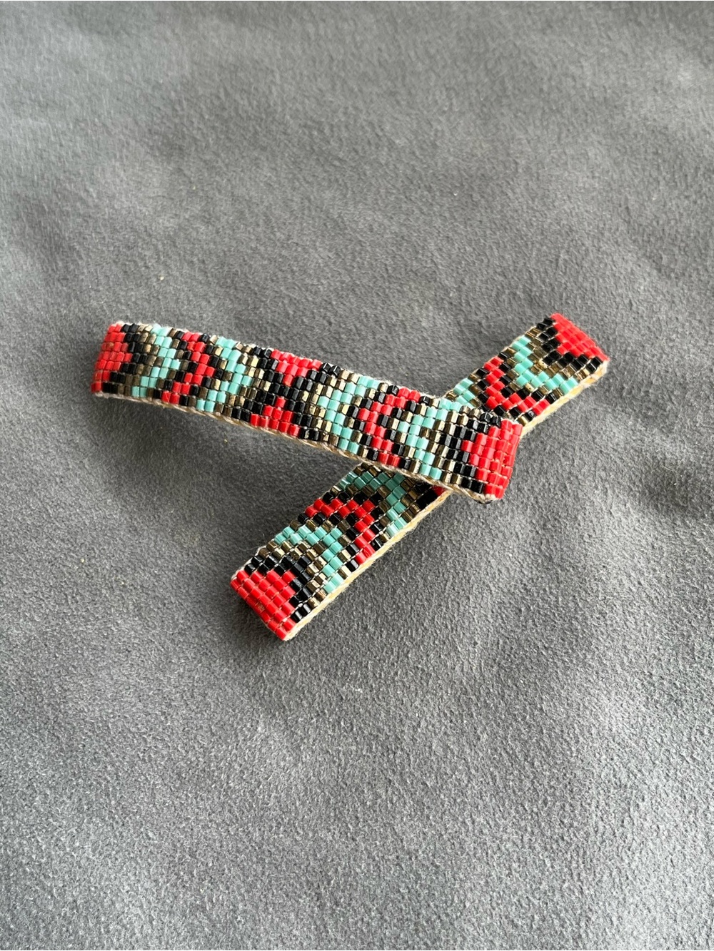 Vintage Beaded *Barrette Pair* in Red, Turquoise & Black - Picture 10 of 10